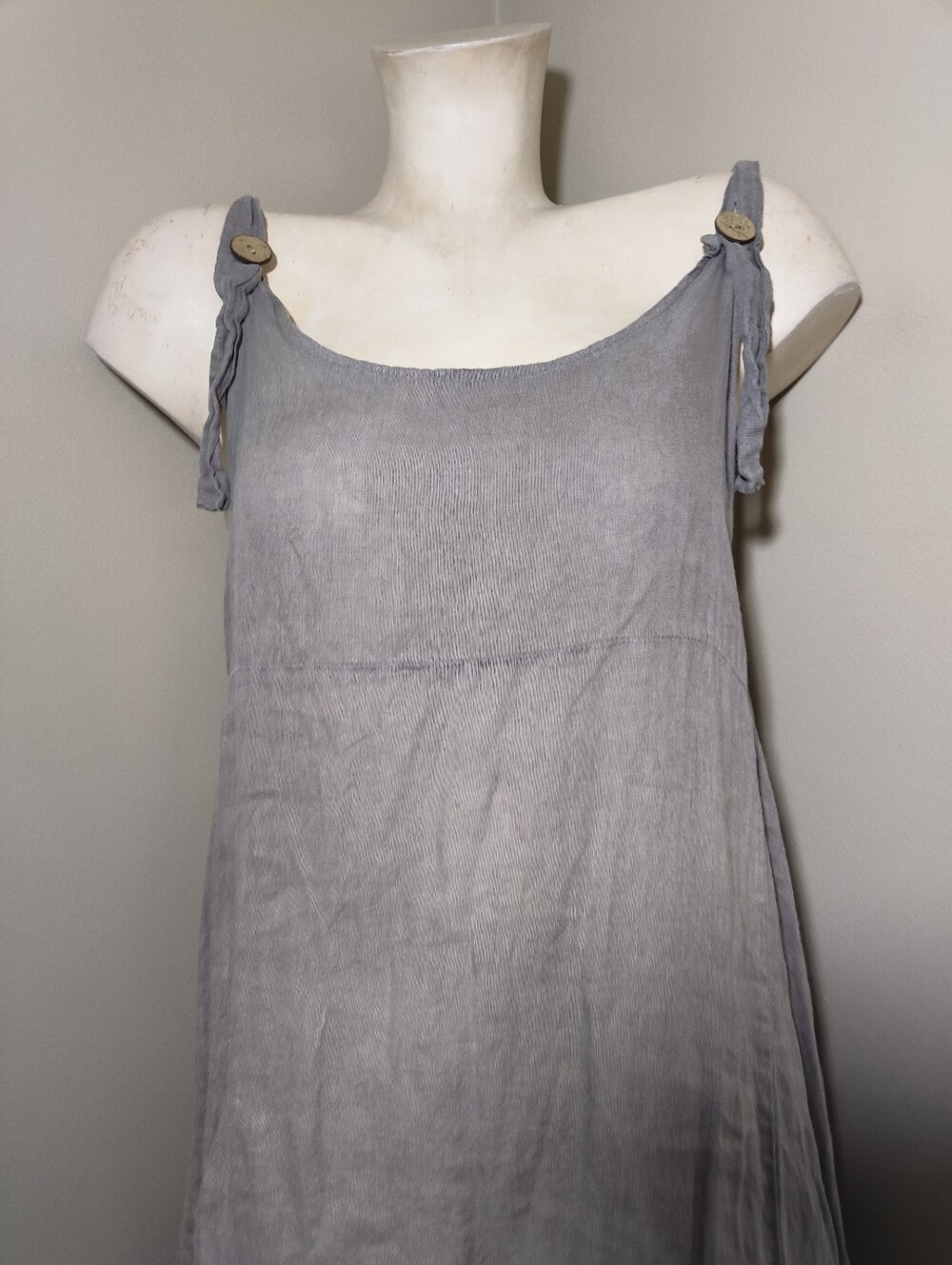 Orange Amore Made in Italy 100% Linen Bubble Hem Dress L/XL Balloon Hem Pockets - Picture 6 of 12